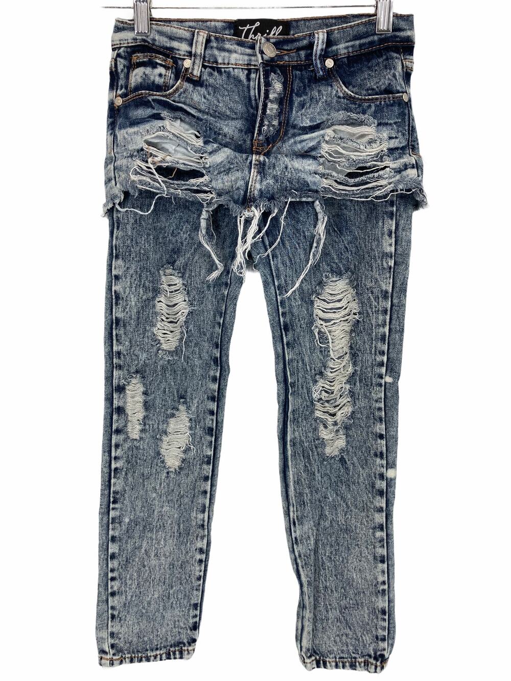 Thrill Distressed Acid Wash Skinny Denim Jeans Women's Size 8